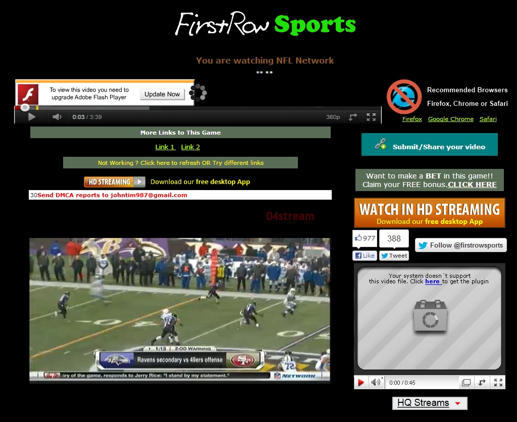 First Row Sports Streaming
